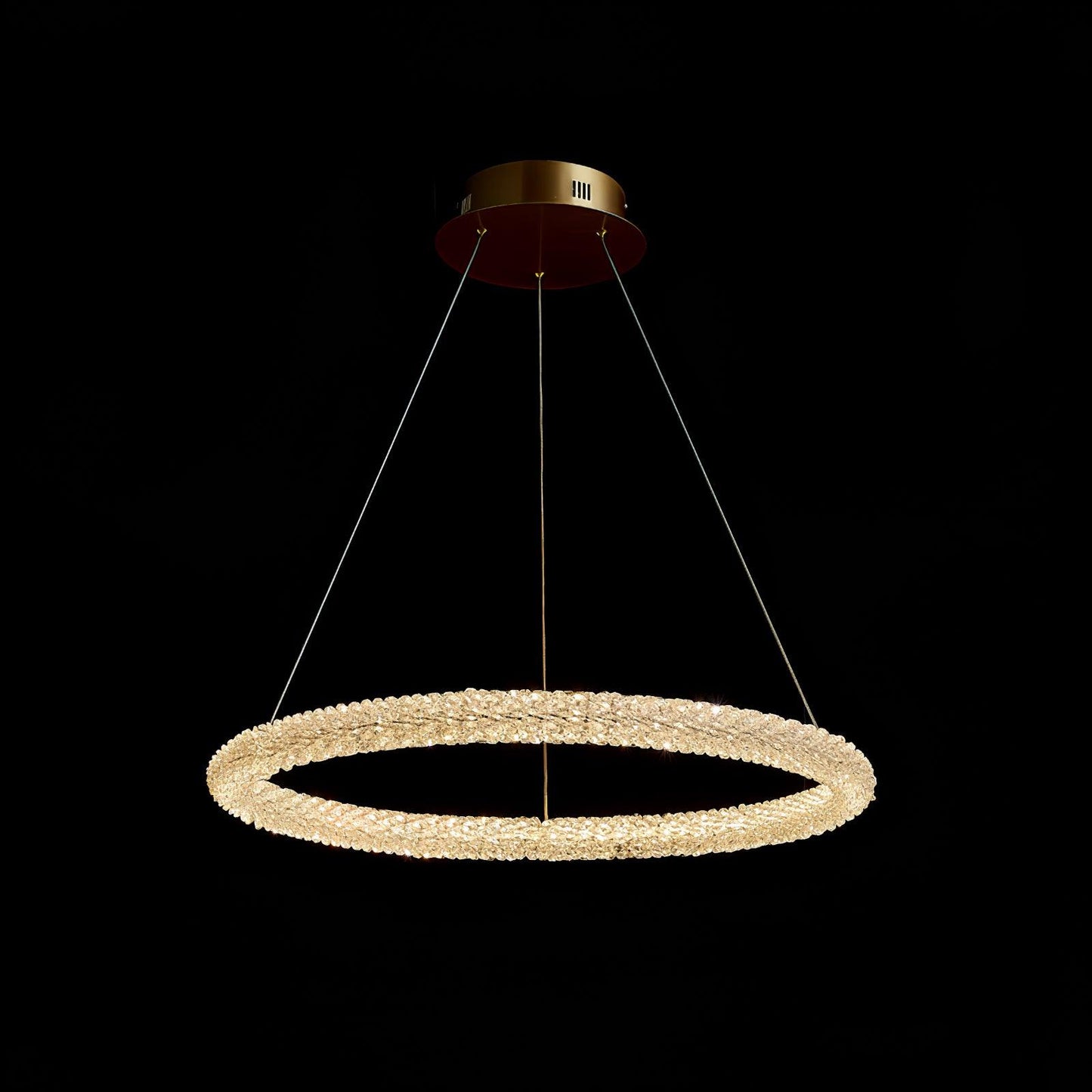 Elegant Ring Crystal Chandelier - Dimmable, Energy-Efficient Lighting