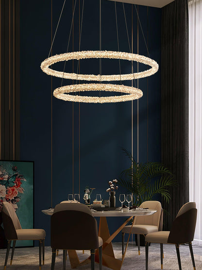 Elegant Ring Crystal Chandelier - Dimmable, Energy-Efficient Lighting
