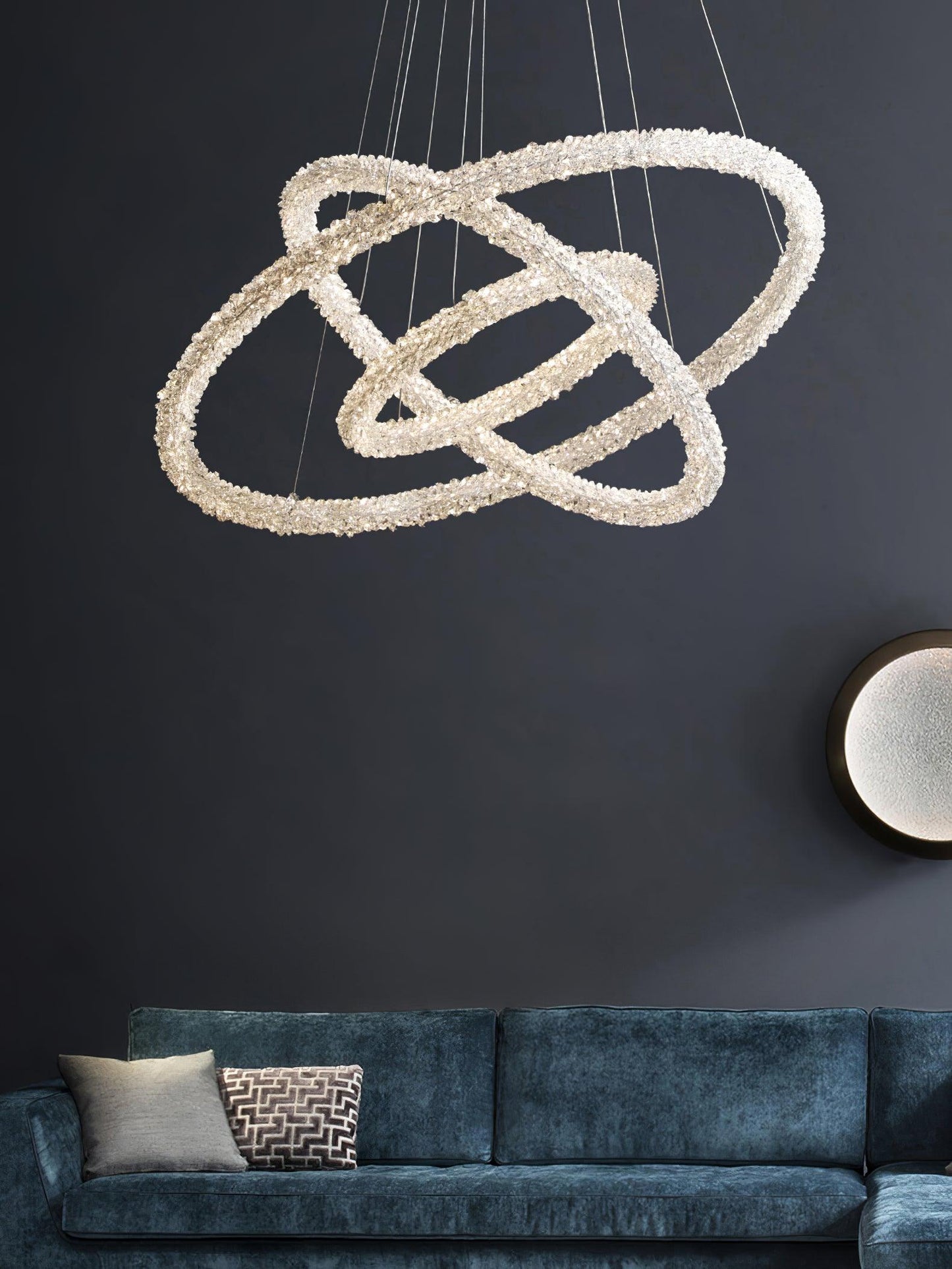 Elegant Ring Crystal Chandelier - Dimmable, Energy-Efficient Lighting