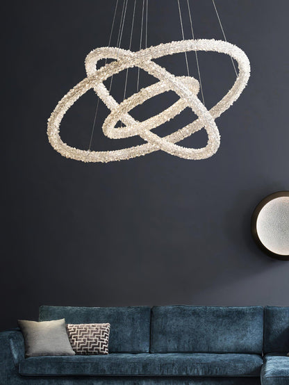 Elegant Ring Crystal Chandelier - Dimmable, Energy-Efficient Lighting