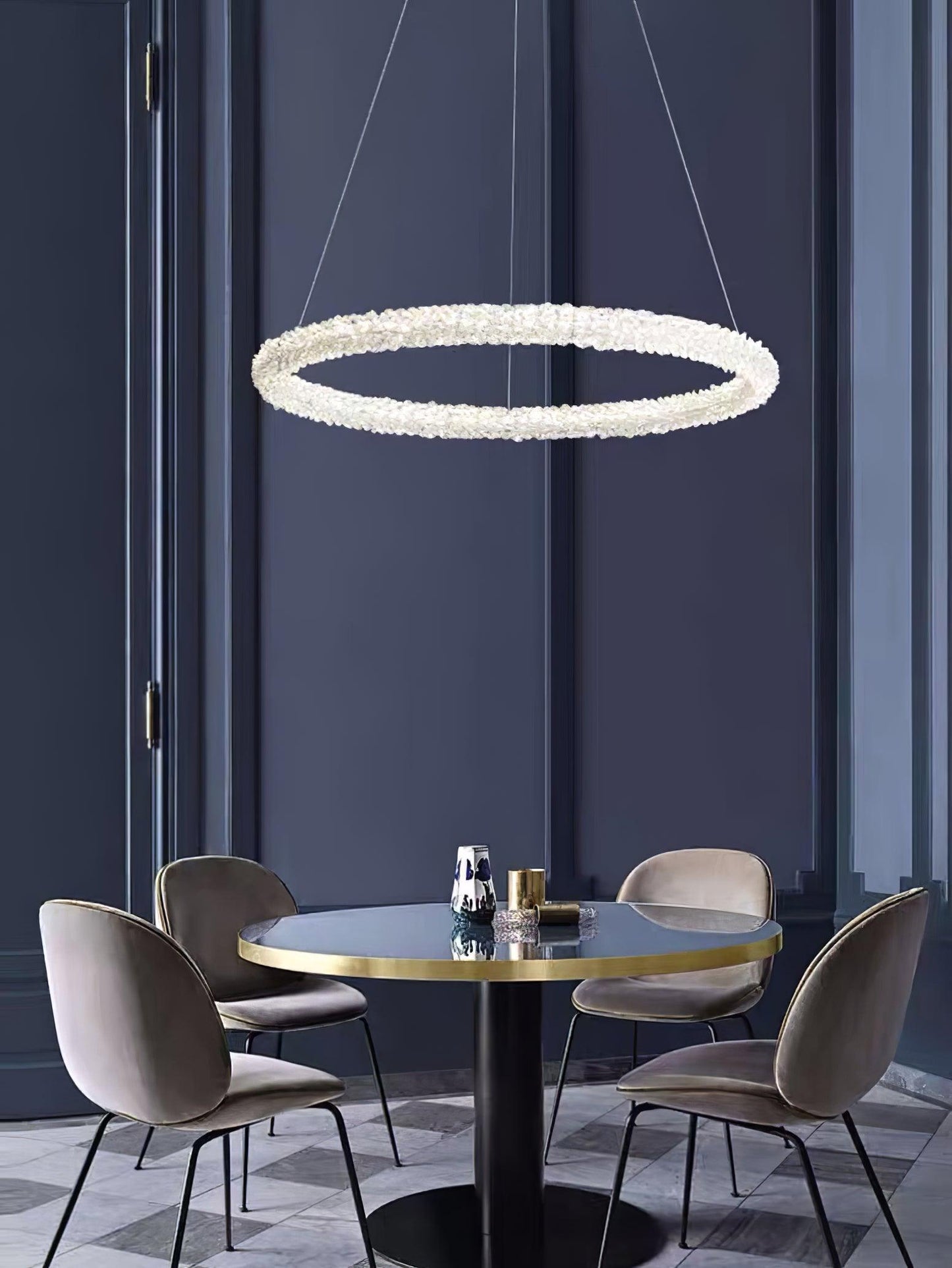 Elegant Ring Crystal Chandelier - Dimmable, Energy-Efficient Lighting