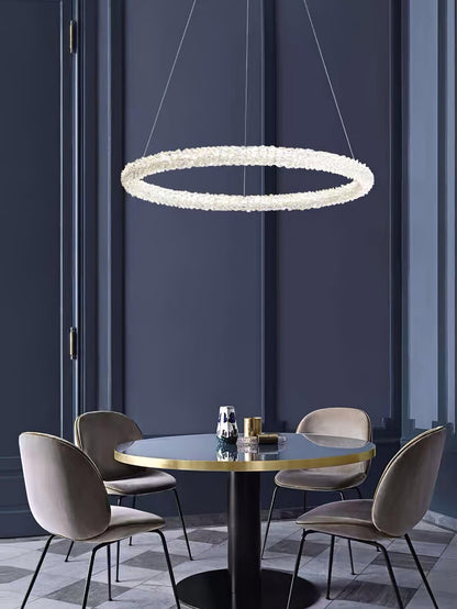 Elegant Ring Crystal Chandelier - Dimmable, Energy-Efficient Lighting