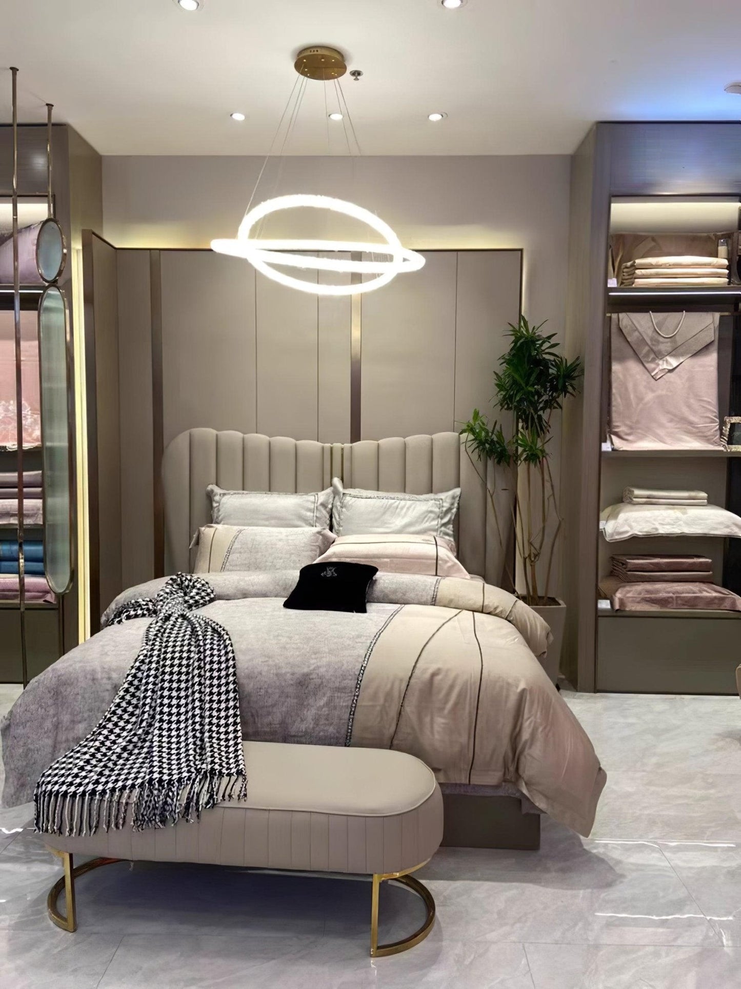 Elegant Ring Crystal Chandelier - Dimmable, Energy-Efficient Lighting