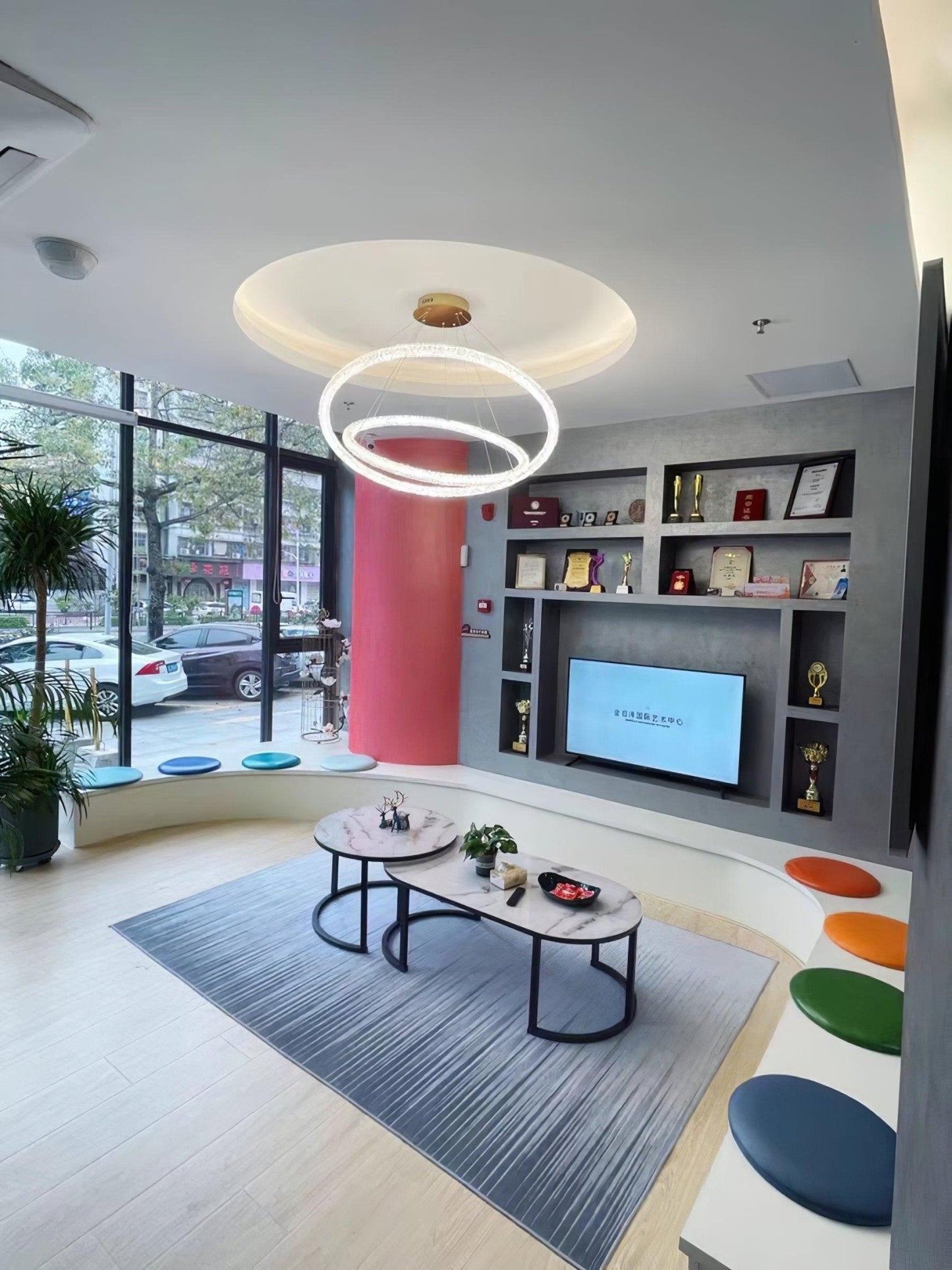 Elegant Ring Crystal Chandelier - Dimmable, Energy-Efficient Lighting
