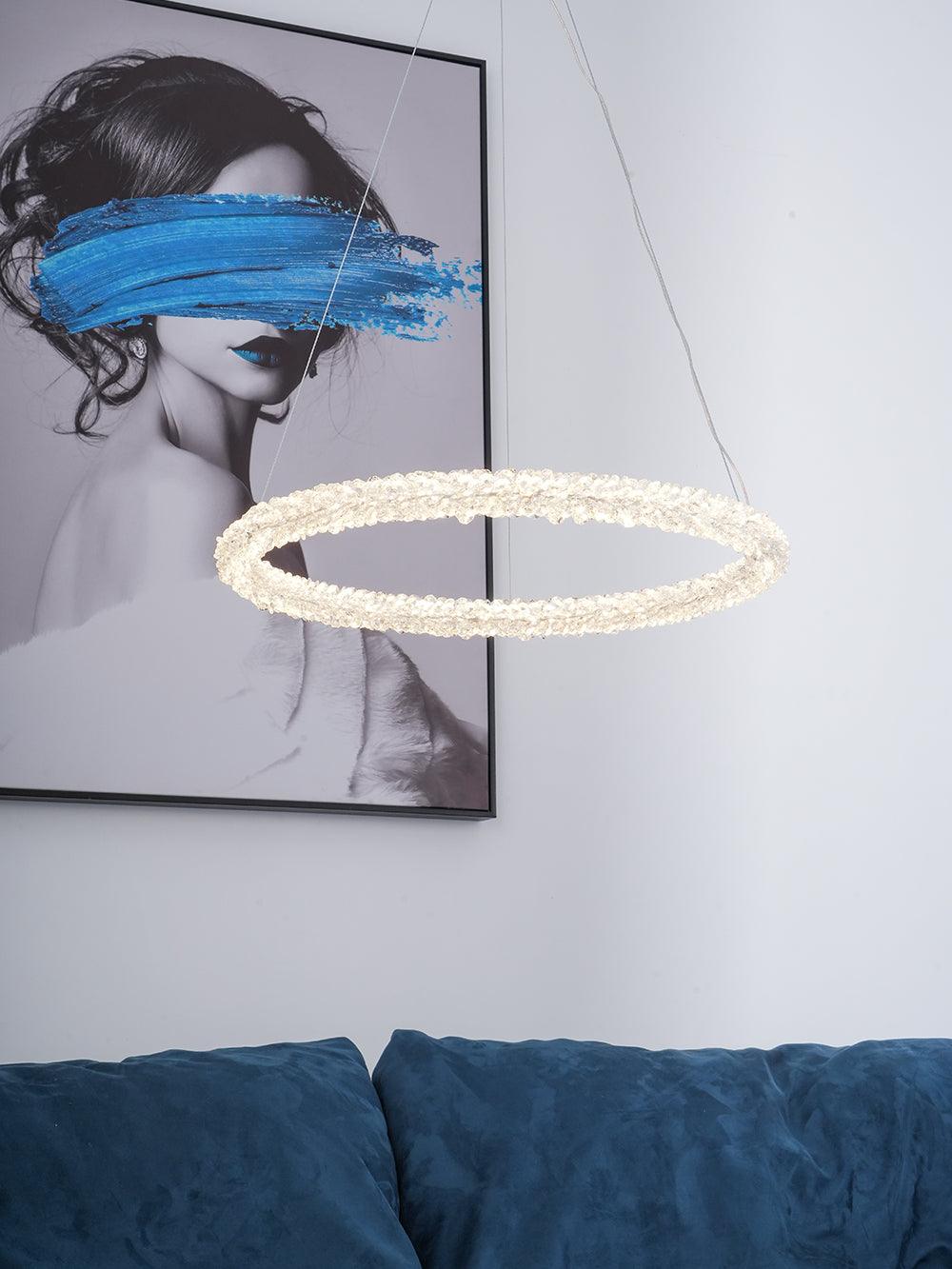 Elegant Ring Crystal Chandelier - Dimmable, Energy-Efficient Lighting