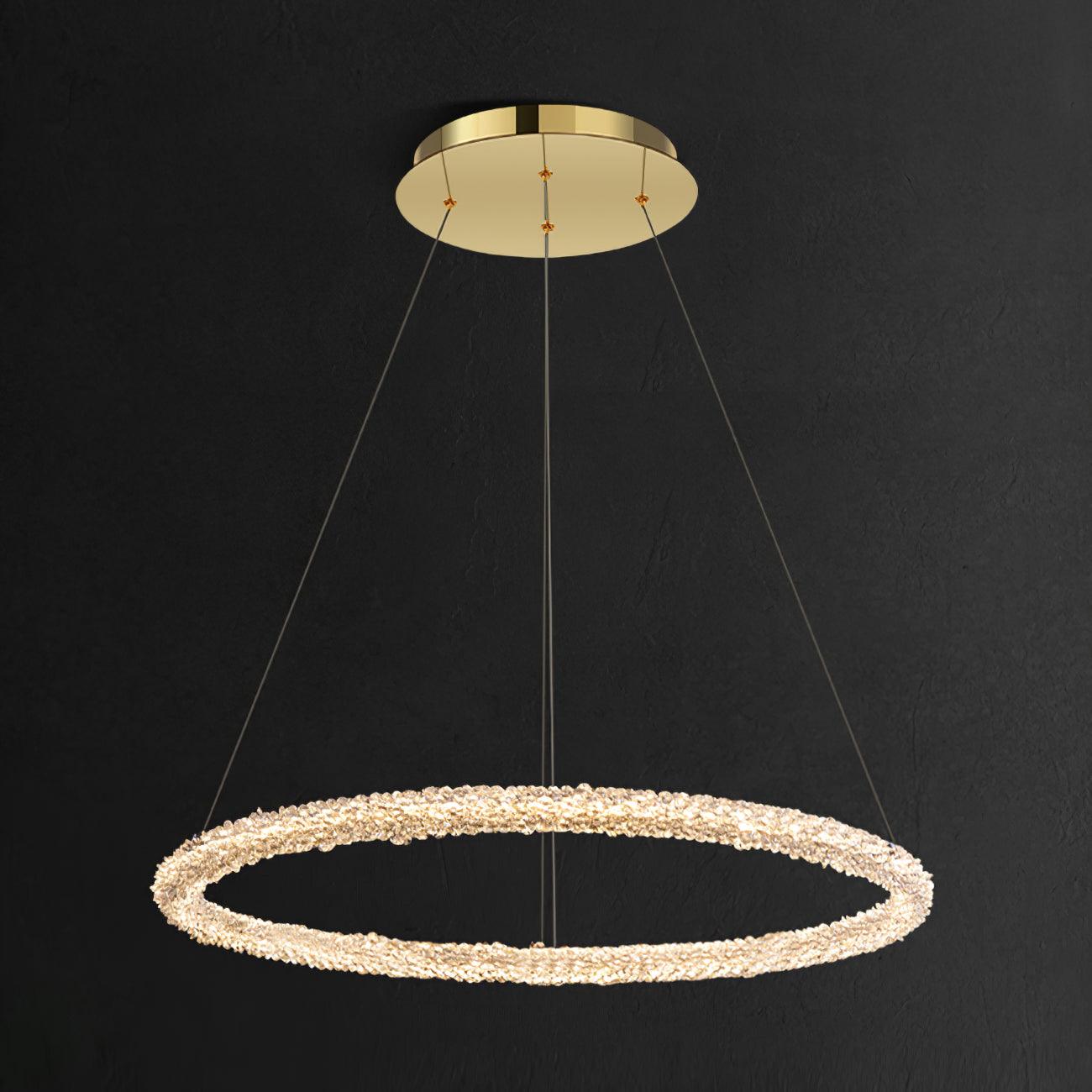 Elegant Ring Crystal Chandelier - Dimmable, Energy-Efficient Lighting