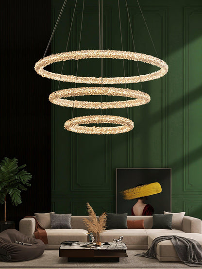 Elegant Ring Crystal Chandelier - Dimmable, Energy-Efficient Lighting
