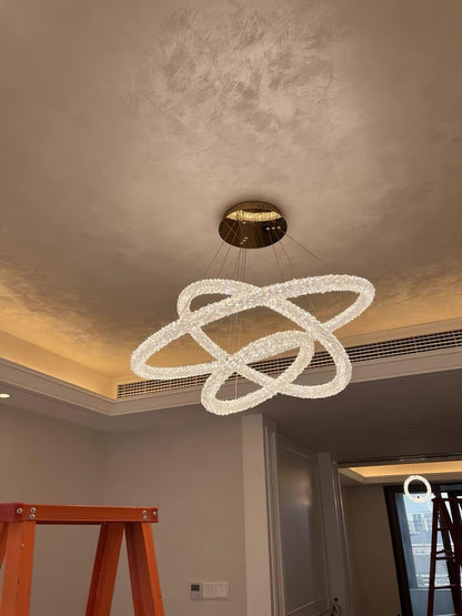 Elegant Ring Crystal Chandelier - Dimmable, Energy-Efficient Lighting