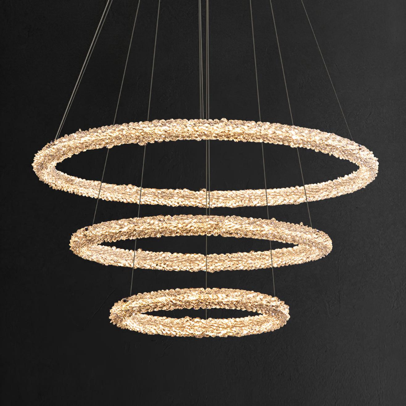 Elegant Ring Crystal Chandelier - Dimmable, Energy-Efficient Lighting