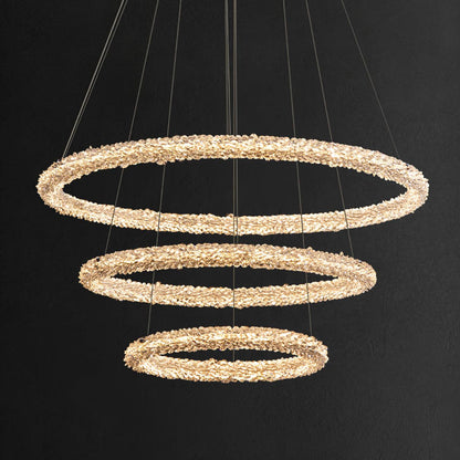 Elegant Ring Crystal Chandelier - Dimmable, Energy-Efficient Lighting