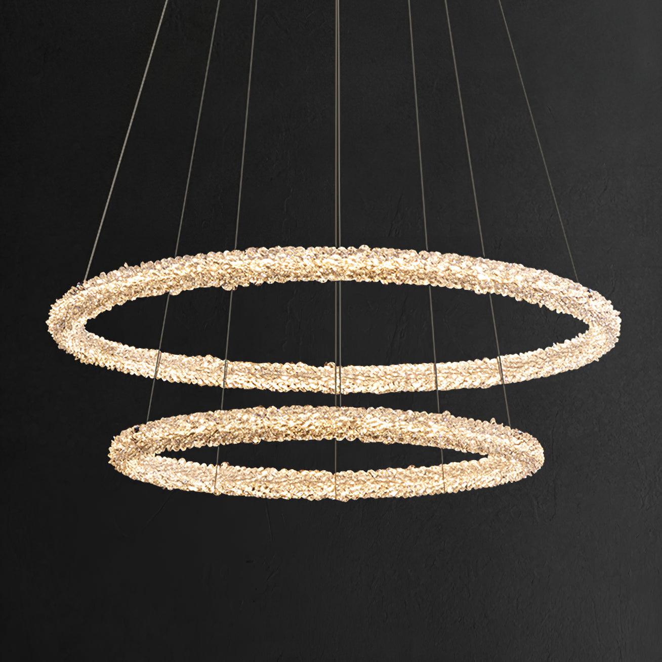 Elegant Ring Crystal Chandelier - Dimmable, Energy-Efficient Lighting