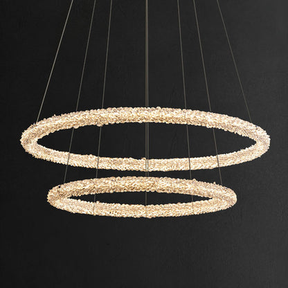 Elegant Ring Crystal Chandelier - Dimmable, Energy-Efficient Lighting