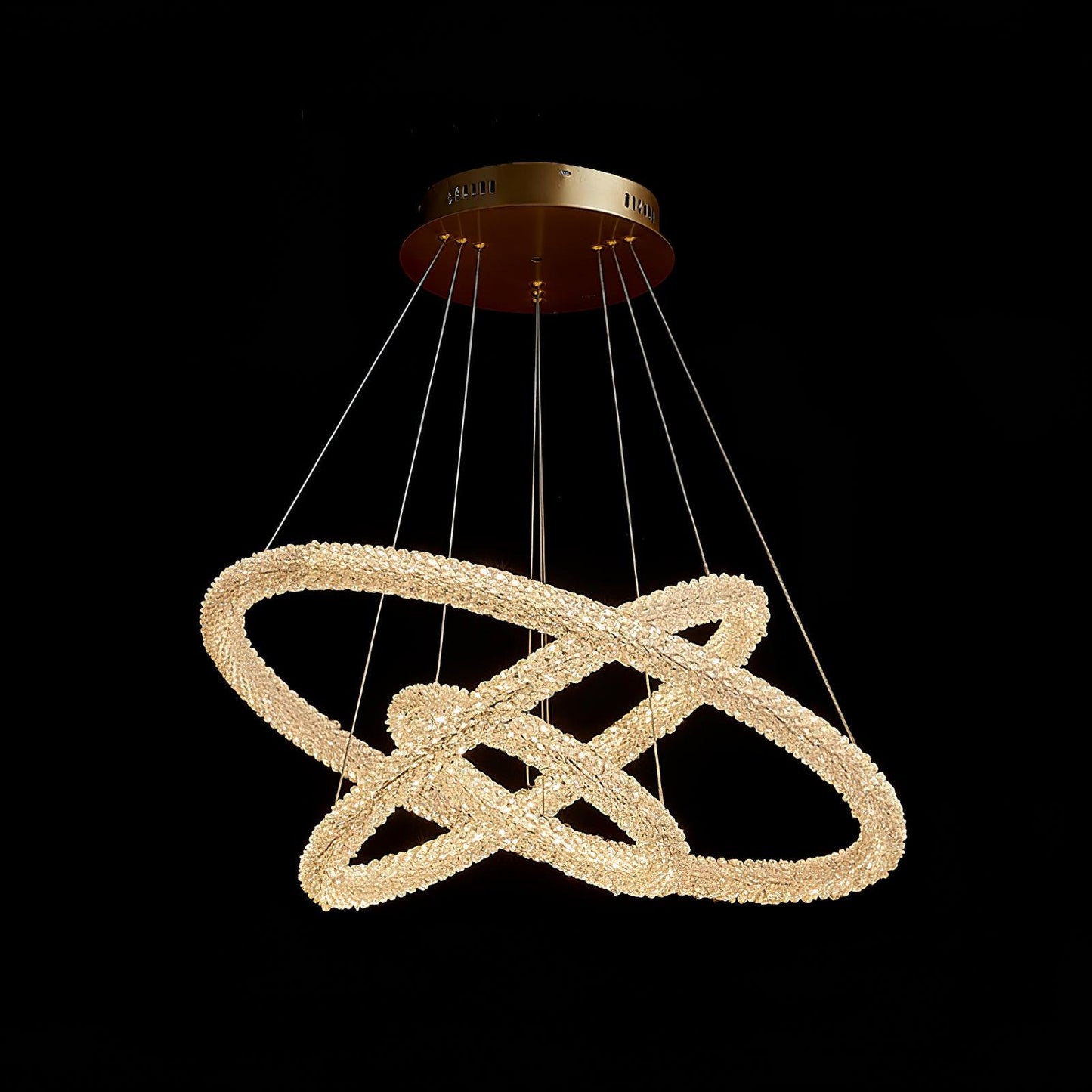 Elegant Ring Crystal Chandelier - Dimmable, Energy-Efficient Lighting