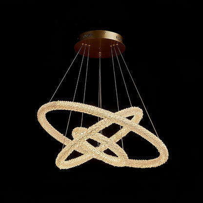 Elegant Ring Crystal Chandelier - Dimmable, Energy-Efficient Lighting