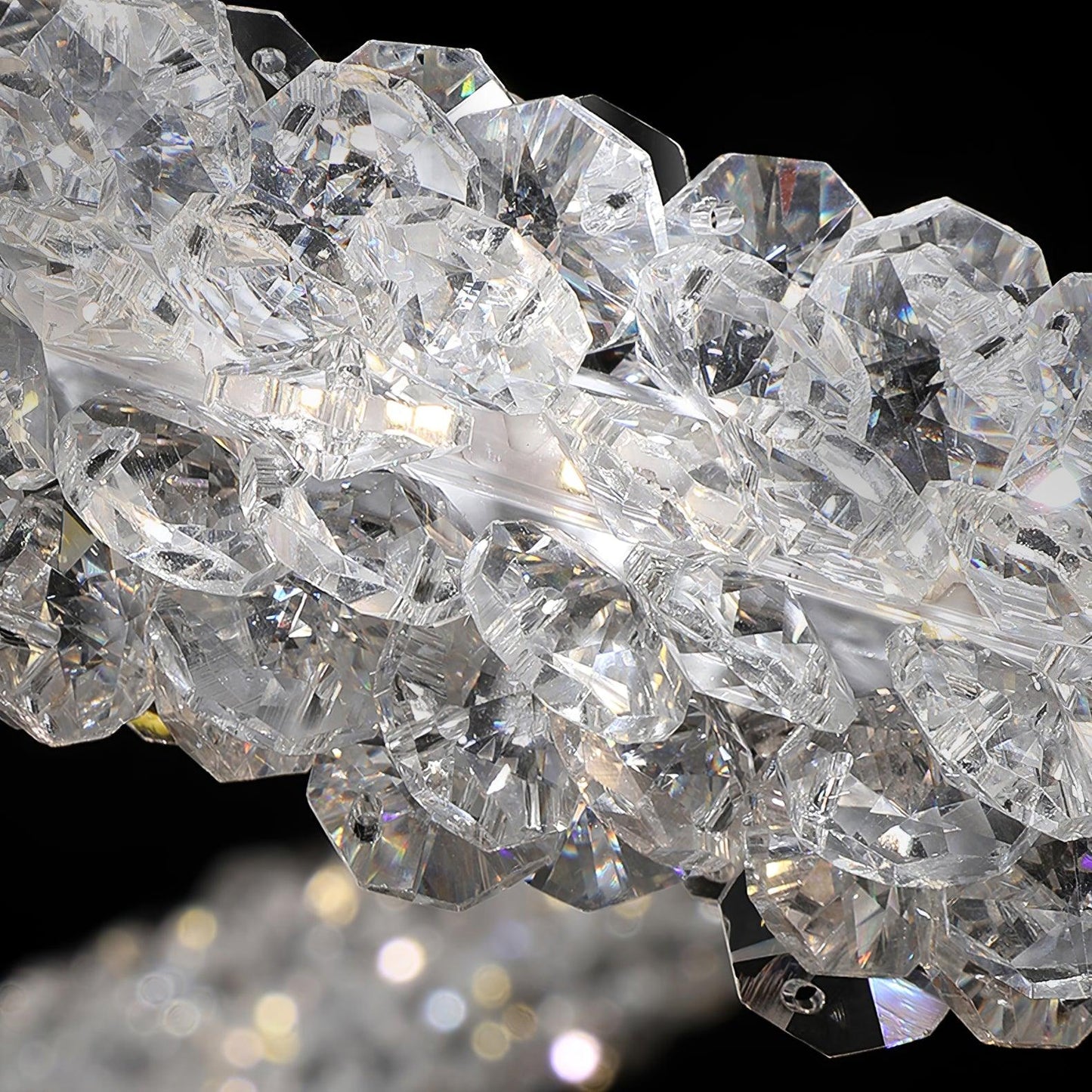 Elegant Ring Crystal Chandelier - Dimmable, Energy-Efficient Lighting