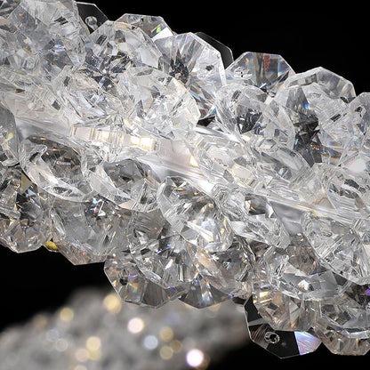 Elegant Ring Crystal Chandelier - Dimmable, Energy-Efficient Lighting