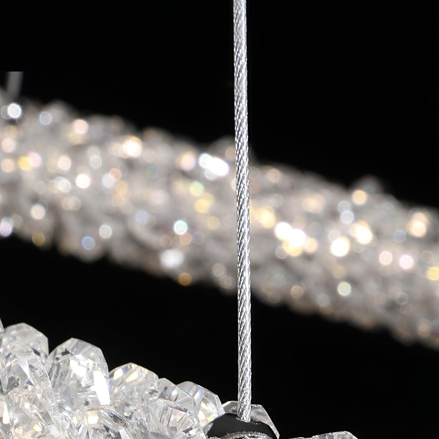 Elegant Ring Crystal Chandelier - Dimmable, Energy-Efficient Lighting
