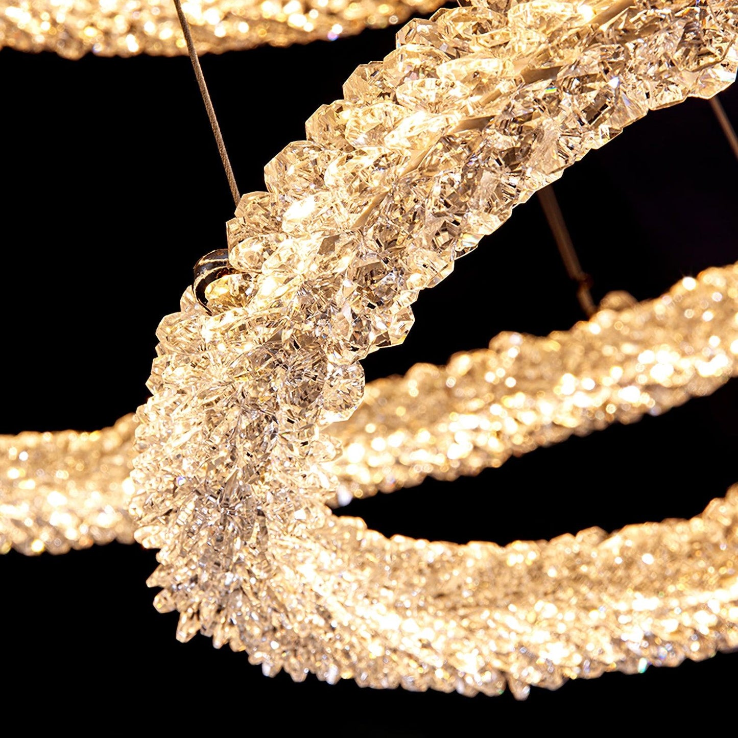 Elegant Ring Crystal Chandelier - Dimmable, Energy-Efficient Lighting