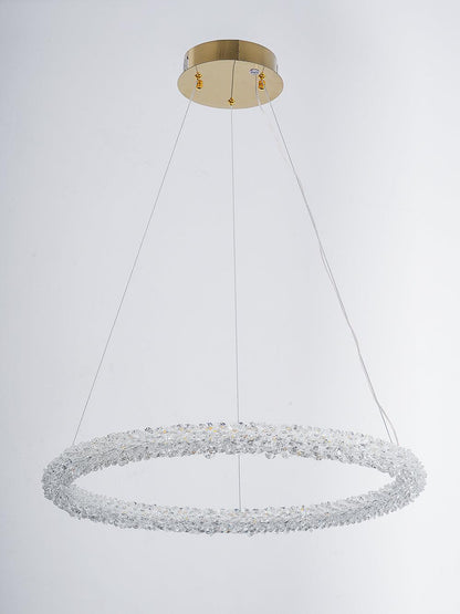 Elegant Ring Crystal Chandelier - Dimmable, Energy-Efficient Lighting