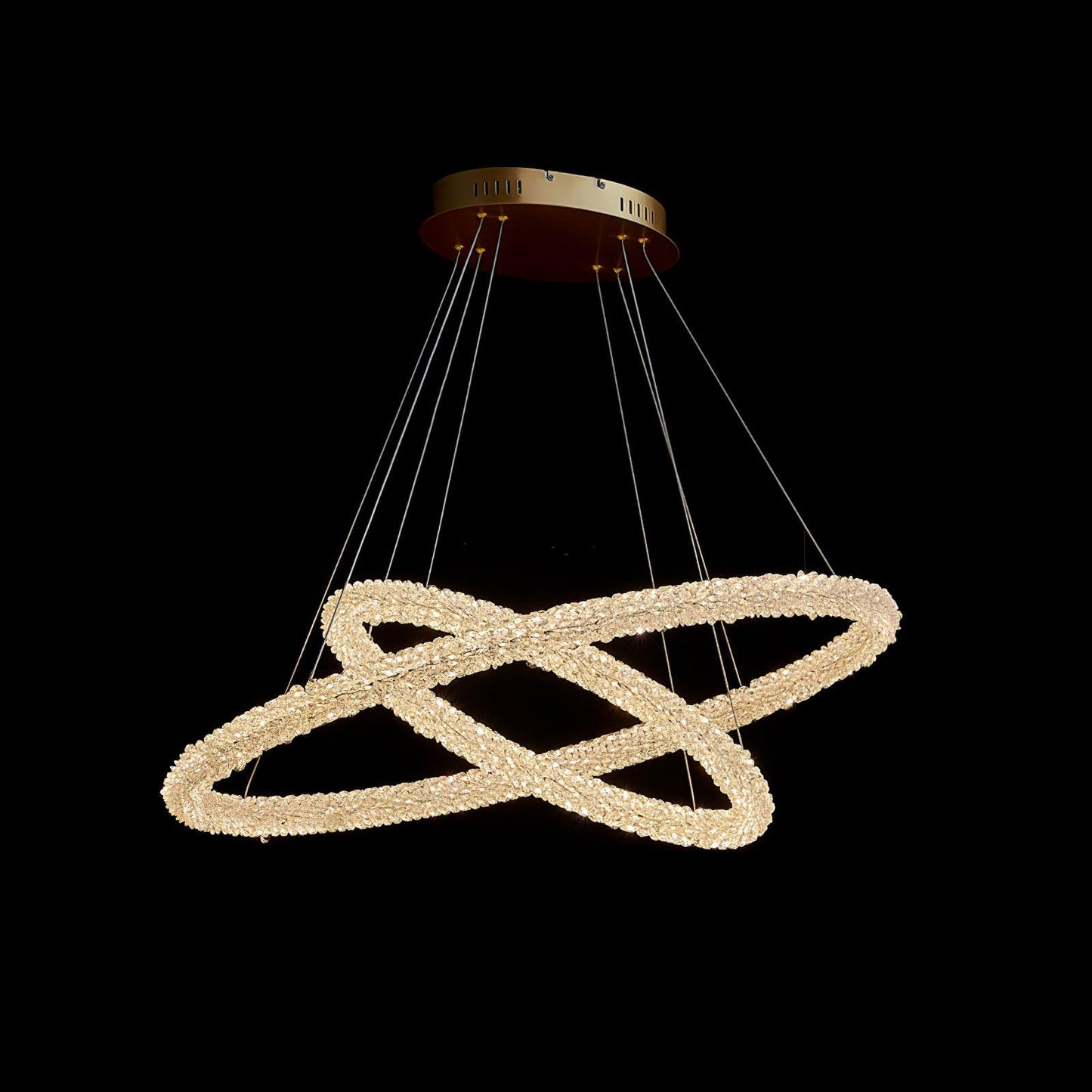 Elegant Ring Crystal Chandelier - Dimmable, Energy-Efficient Lighting