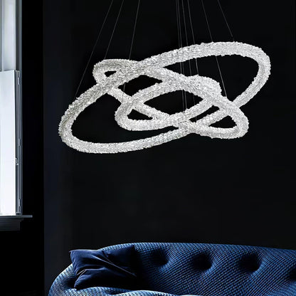 Elegant Ring Crystal Chandelier - Dimmable, Energy-Efficient Lighting