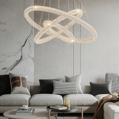 Elegant Ring Crystal Chandelier - Dimmable, Energy-Efficient Lighting