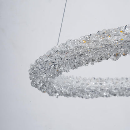 Elegant Ring Crystal Chandelier - Dimmable, Energy-Efficient Lighting
