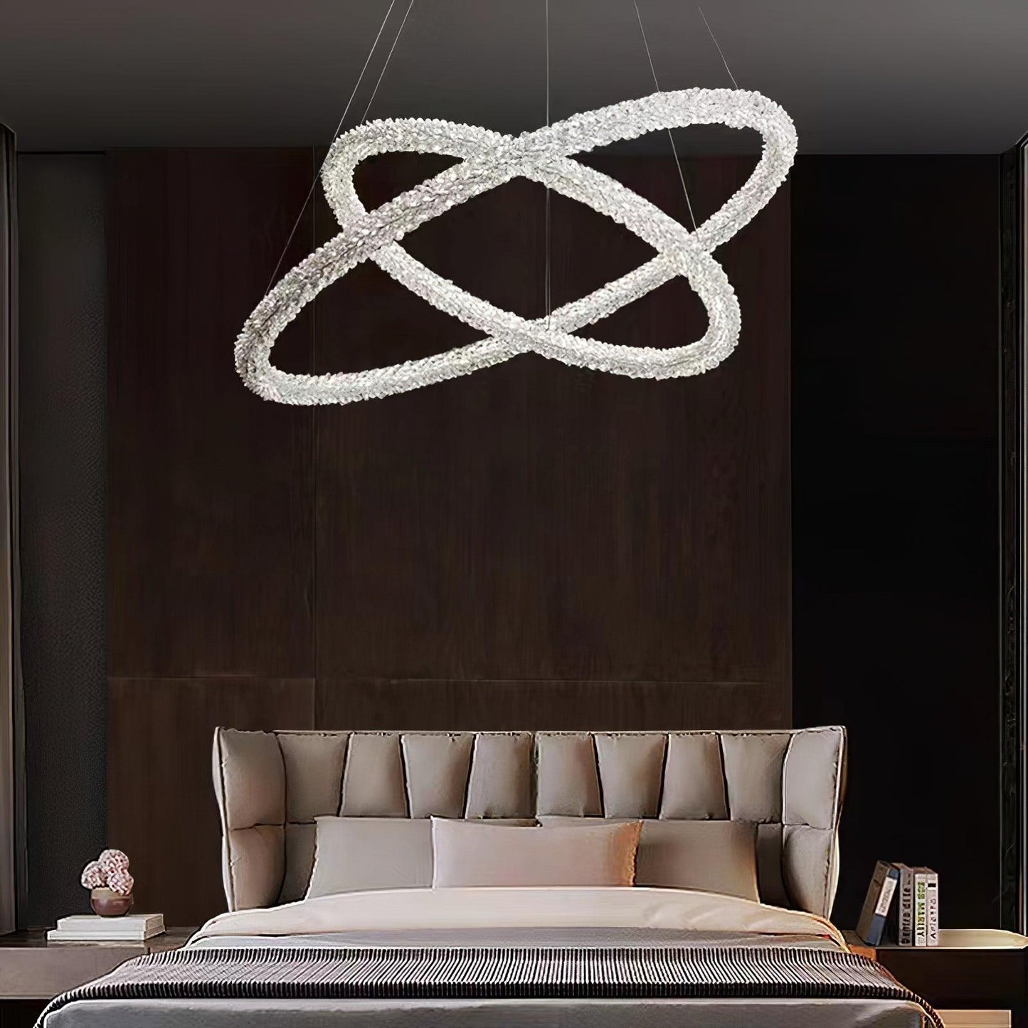 Elegant Ring Crystal Chandelier - Dimmable, Energy-Efficient Lighting