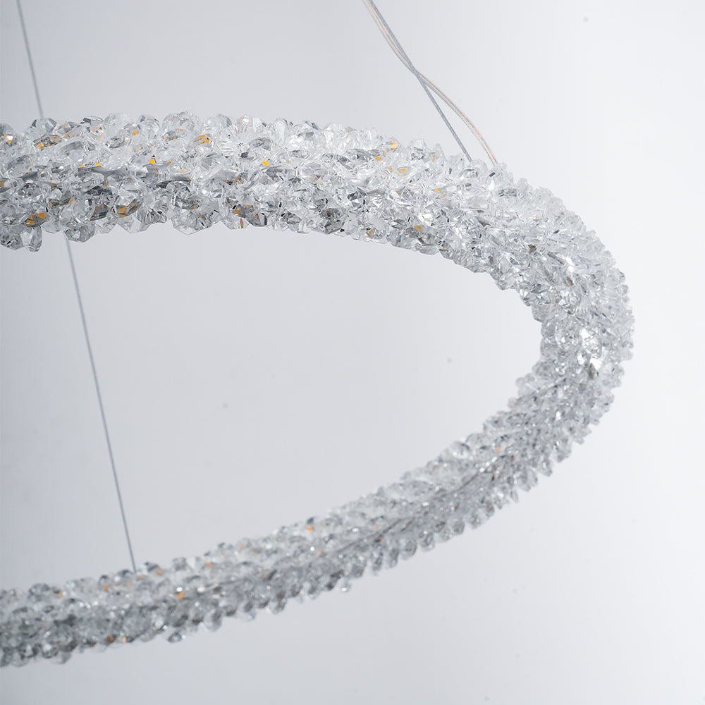 Elegant Ring Crystal Chandelier - Dimmable, Energy-Efficient Lighting