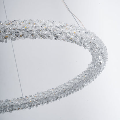 Elegant Ring Crystal Chandelier - Dimmable, Energy-Efficient Lighting