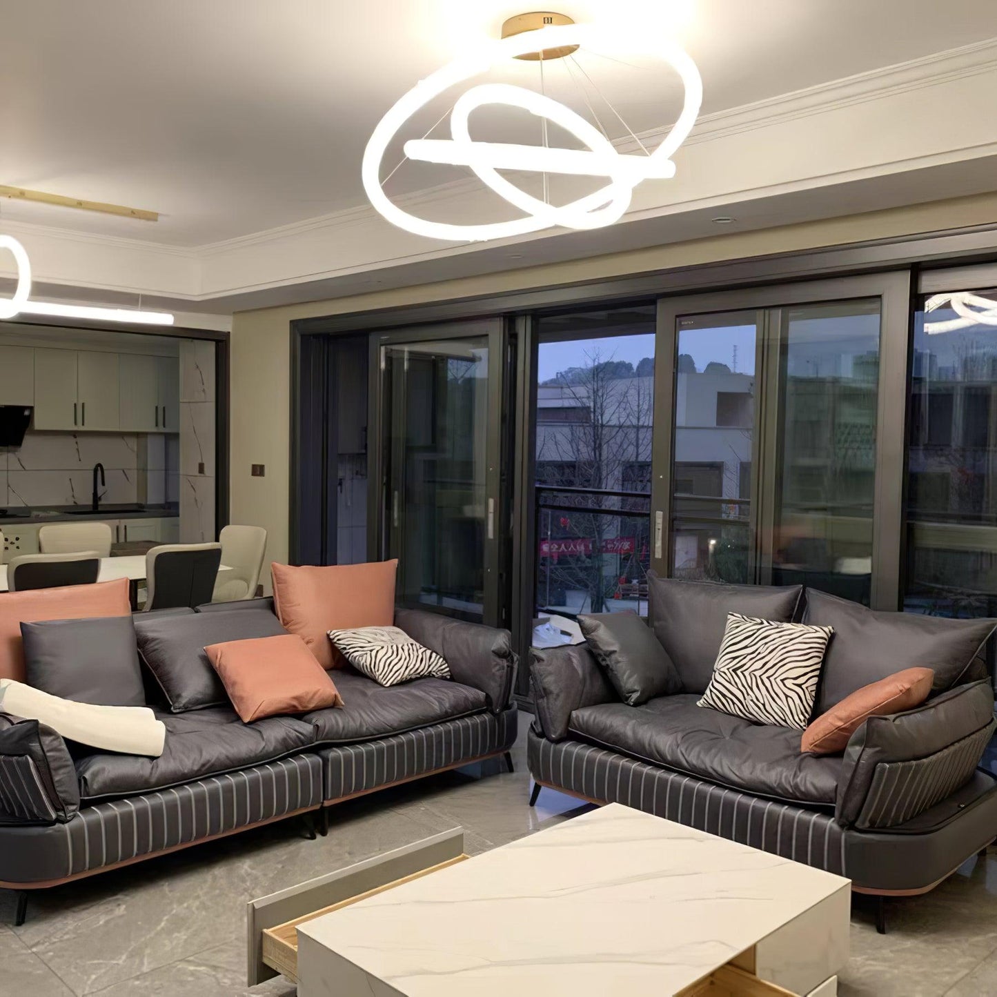 Elegant Ring Crystal Chandelier - Dimmable, Energy-Efficient Lighting