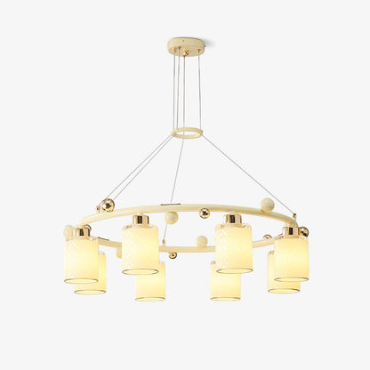 Elegant Ring Glass Cup Chandelier with Adjustable Height and Soft Ligh