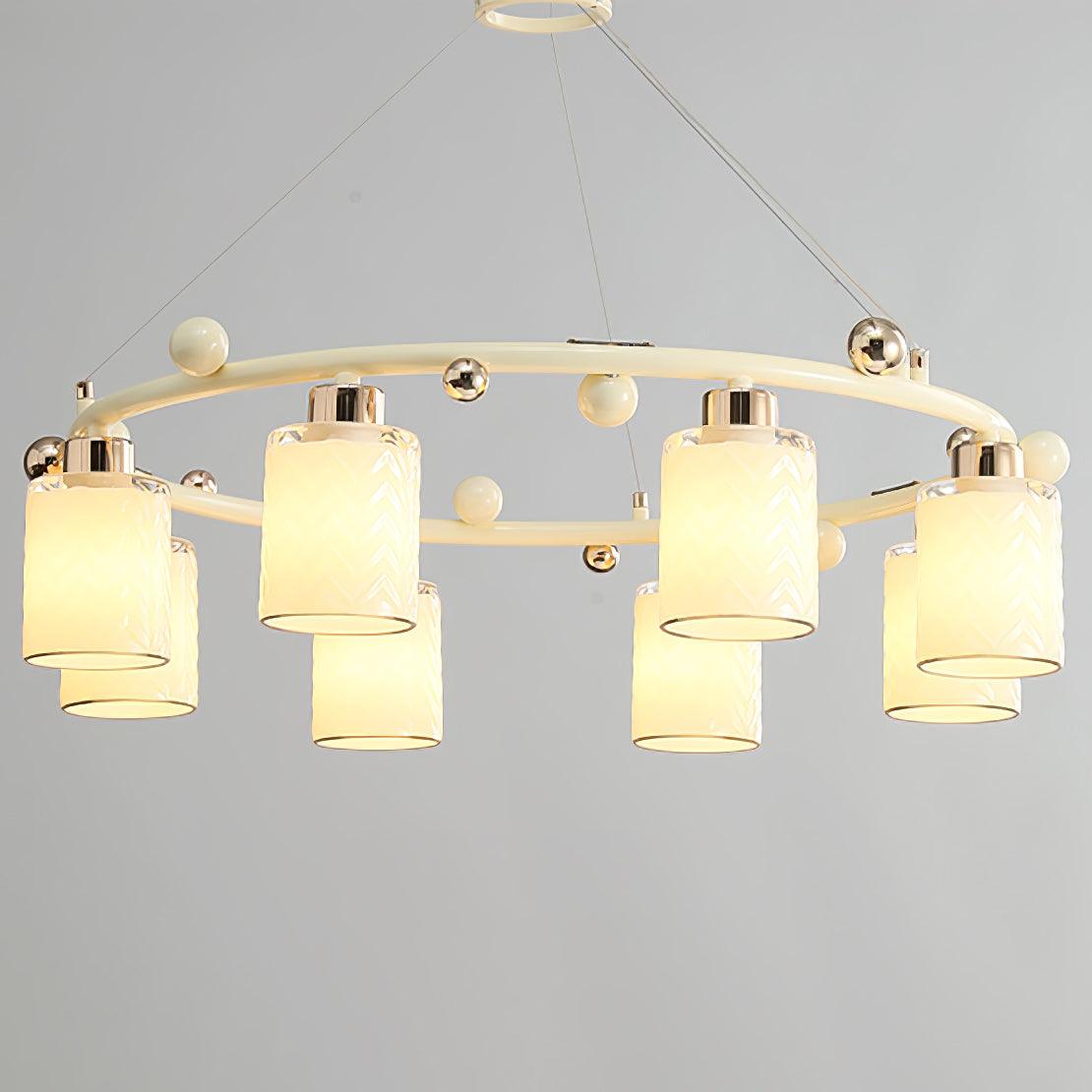 Elegant Ring Glass Cup Chandelier with Adjustable Height and Soft Ligh
