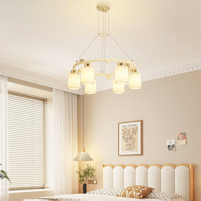 Elegant Ring Glass Cup Chandelier with Adjustable Height and Soft Ligh