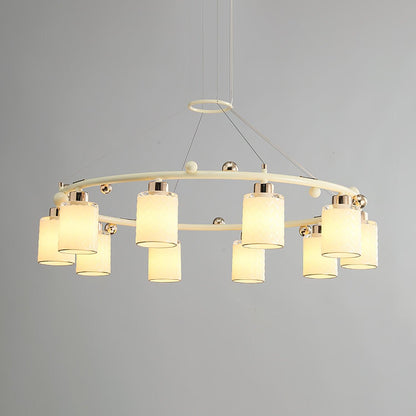 Elegant Ring Glass Cup Chandelier with Adjustable Height and Soft Ligh