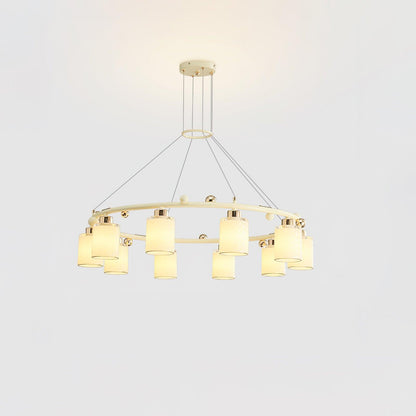 Elegant Ring Glass Cup Chandelier with Adjustable Height and Soft Ligh