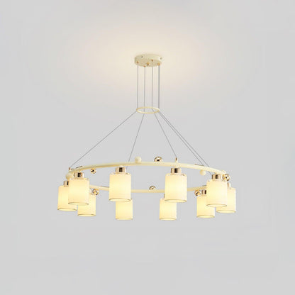 Elegant Ring Glass Cup Chandelier with Adjustable Height and Soft Ligh