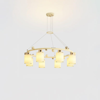 Elegant Ring Glass Cup Chandelier with Adjustable Height and Soft Ligh