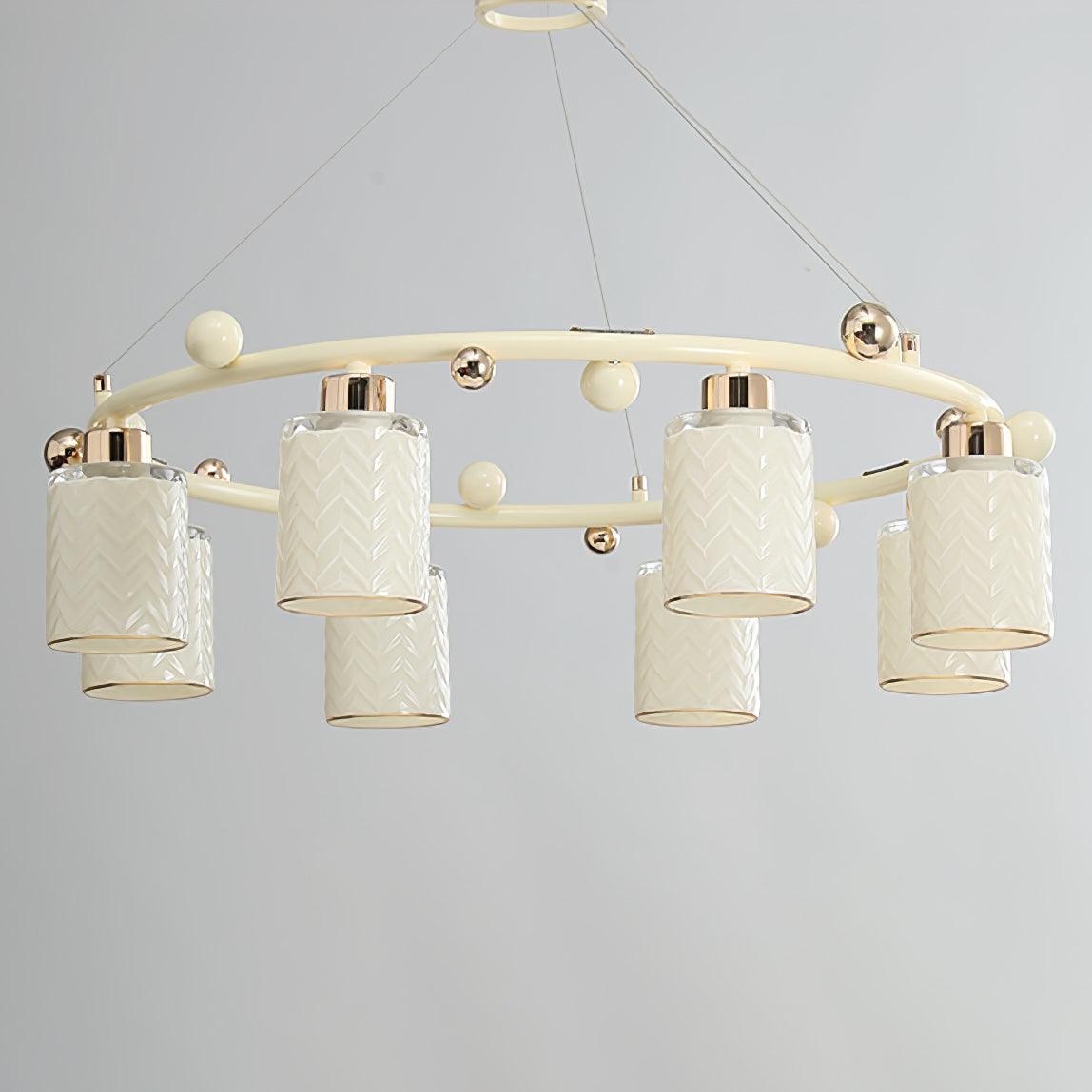 Elegant Ring Glass Cup Chandelier with Adjustable Height and Soft Ligh