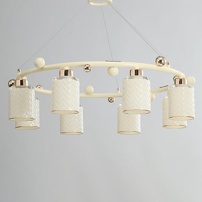 Elegant Ring Glass Cup Chandelier with Adjustable Height and Soft Ligh