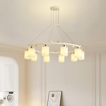 Elegant Ring Glass Cup Chandelier with Adjustable Height and Soft Ligh