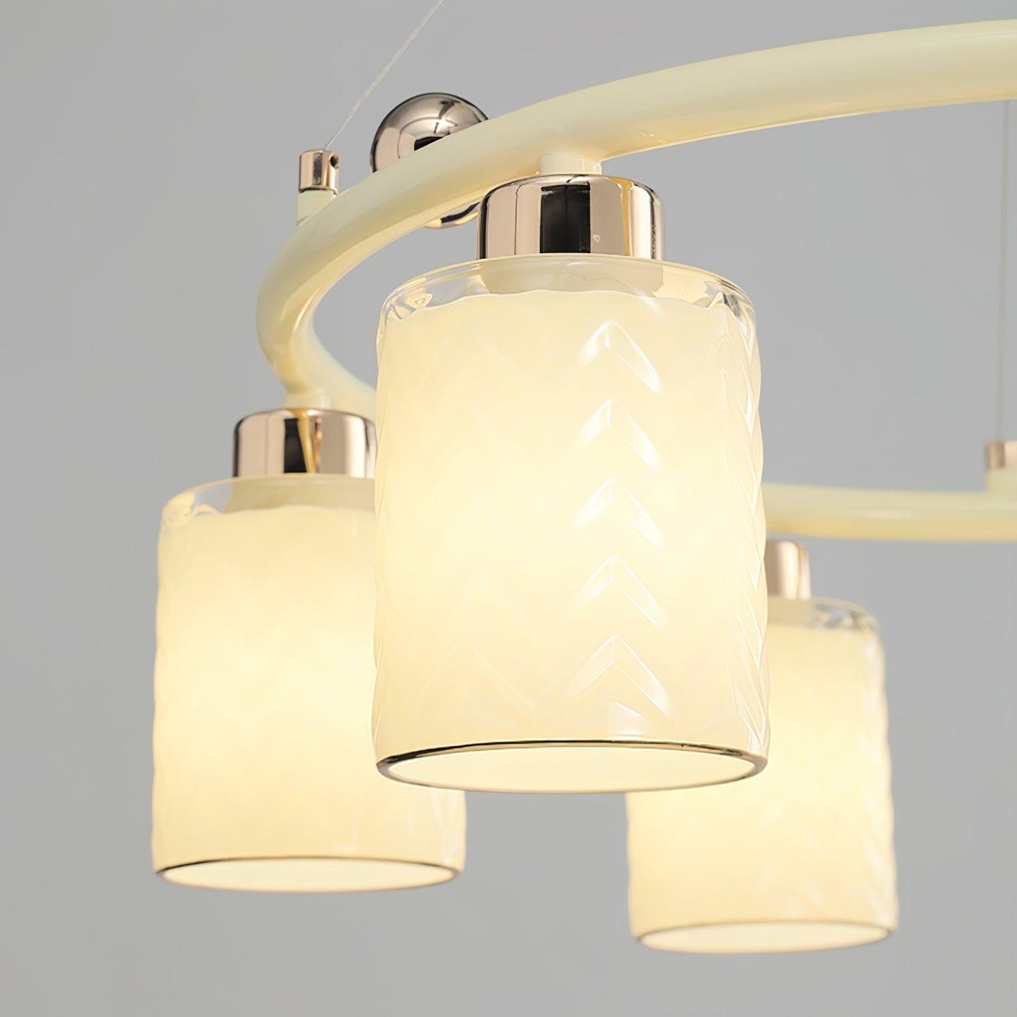Elegant Ring Glass Cup Chandelier with Adjustable Height and Soft Ligh