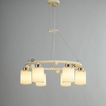 Elegant Ring Glass Cup Chandelier with Adjustable Height and Soft Ligh