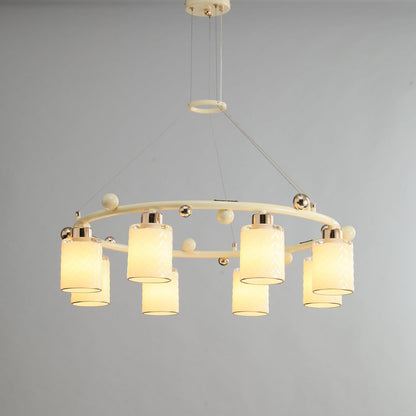 Elegant Ring Glass Cup Chandelier with Adjustable Height and Soft Ligh