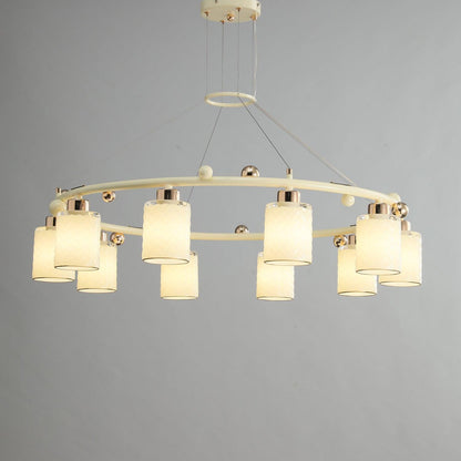 Elegant Ring Glass Cup Chandelier with Adjustable Height and Soft Ligh