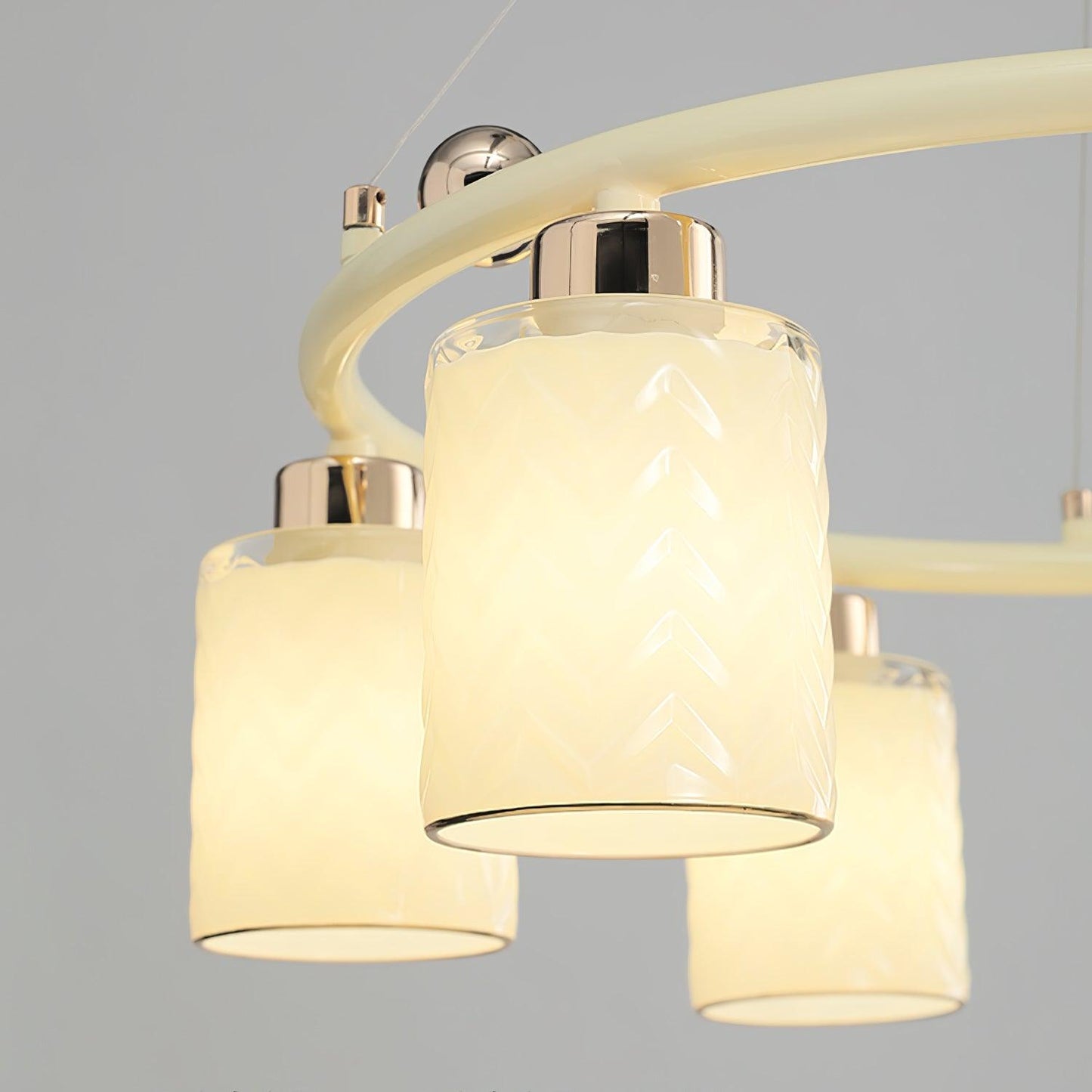 Elegant Ring Glass Cup Chandelier with Adjustable Height and Soft Ligh
