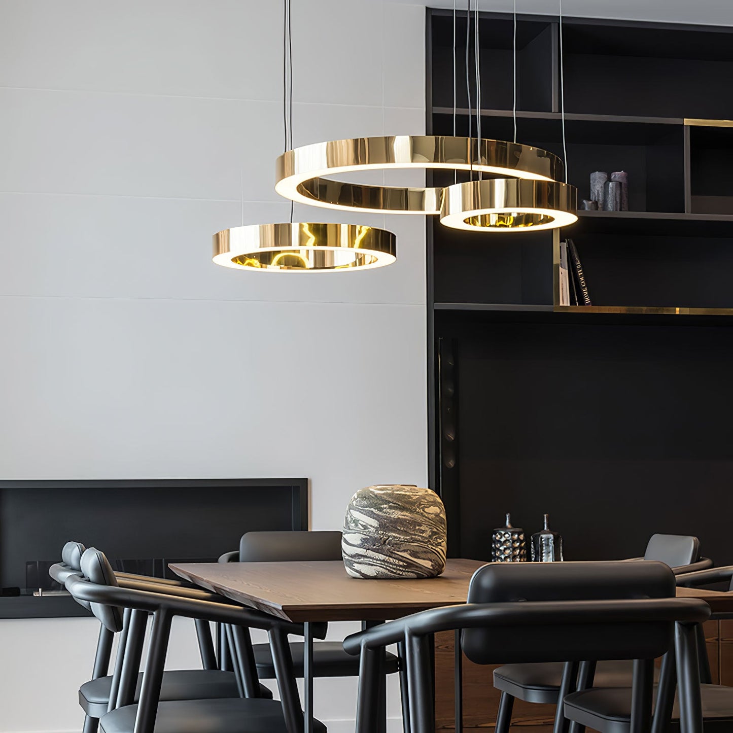 Modern Ring LED Pendant Light - Dimmable, Adjustable Height