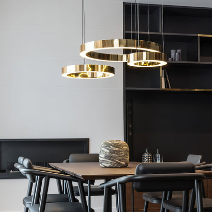 Modern Ring LED Pendant Light - Dimmable, Adjustable Height