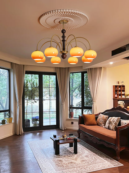 Ripe Persimmon Chandelier - Elegant Design with Adjustable Height & LE