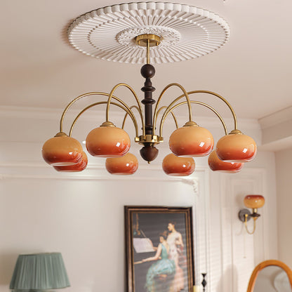 Ripe Persimmon Chandelier - Elegant Design with Adjustable Height & LE